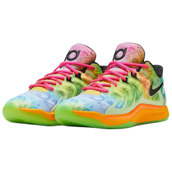 Nike KD 17 Противоскользящие устойчивые к истиранию низкие баскетбольные кроссовки Мужские Желто-зеленые