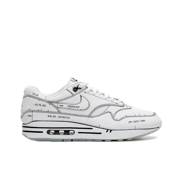 Nike Air Max 1 Кожа Низкие Кроссовки для Бега Унисекс Белые