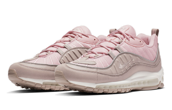 Nike Air Max 98 Винтаж Кожа Низкие Кроссовки с воздушной подушкой для бега Повседневные Мужские Вишневый цветок Розовый