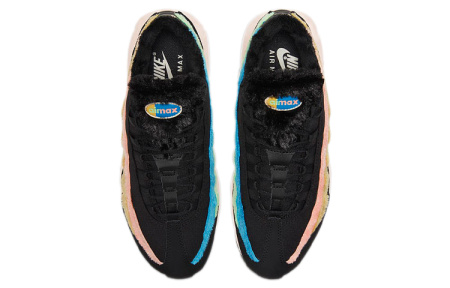 Nike Air Max 95 Раздельная замша Низкий топ Амортизирующие повседневные беговые кроссовки Женские Черный Розовый Синий