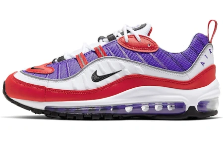 Nike Air Max 98 Амортизация Поддержка Низкий Верх Воздушная Подушка Повседневные Беговые Кроссовки Женские Красный Синий