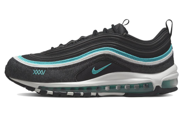 Nike Air Max 97 Устойчивые к истиранию Низкие Кроссовки с воздушной подушкой для бега Мужские Черные Синие
