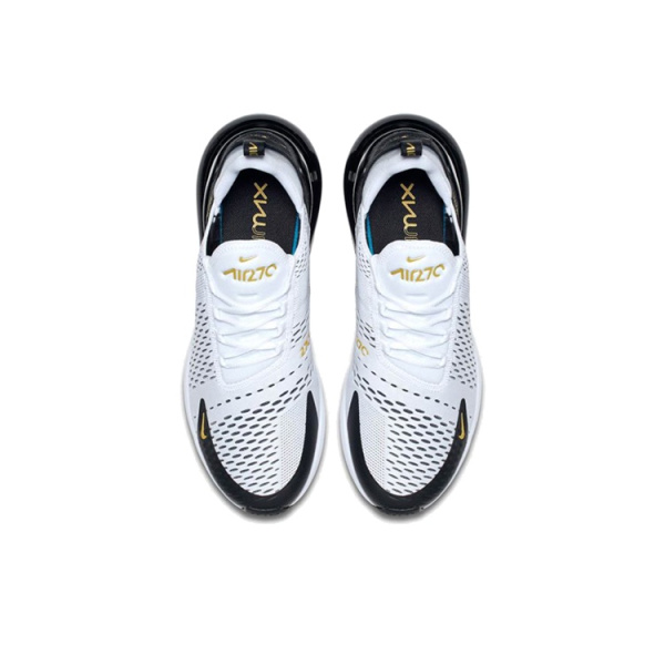Nike Air Max 270 Ткань Амортизация Баланс Низкий Верх Беговые кроссовки Мужские Черный Белый Золото