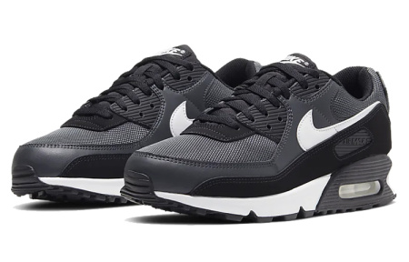 Nike Air Max 90 Vintage Устойчивые к истиранию Низкие Повседневные Беговые Кроссовки Унисекс Железо Серый Черный