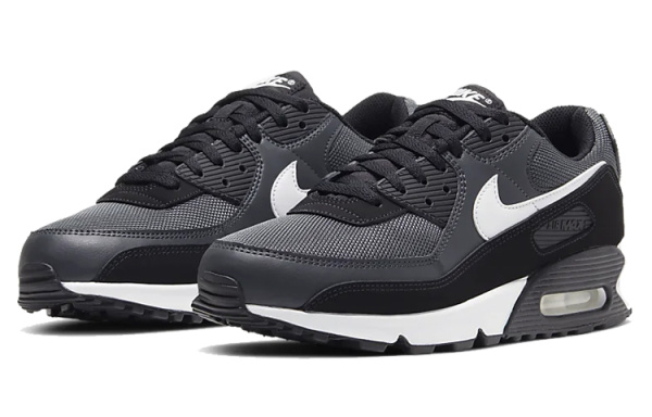 Nike Air Max 90 Vintage Устойчивые к истиранию Низкие Повседневные Беговые Кроссовки Унисекс Железо Серый Черный