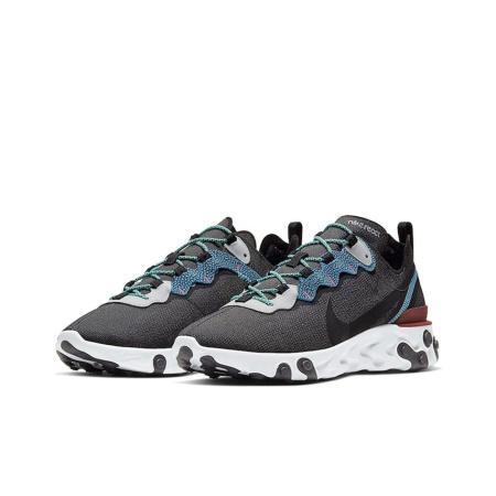 Nike React Element 55 Ткань Амортизация Противоскользящие Низкие Кроссовки для Бега Унисекс Серый Синий