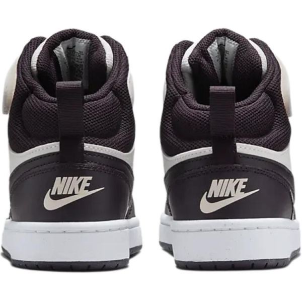 Nike Court Borough 2 Кожа Противоскользящий Устойчивый к истиранию MID Верх Детские Скейтбординг Белый Бургунди