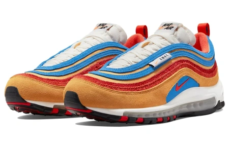 Nike Air Max 97 Vintage Low Top Повседневные Беговые Кроссовки Мужские Желто-Красно-Синие