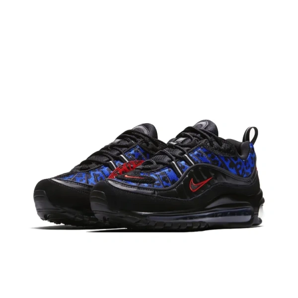 Nike Air Max 98 Black Panther Mesh Low-Top Марафон Беговые кроссовки Женские Черные Синие