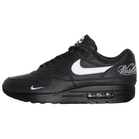 Supreme X Nike Air Max 1 Кожа Устойчивая к истиранию Низкий Топ Воздушная Подушка Повседневные Беговые Кроссовки Унисекс