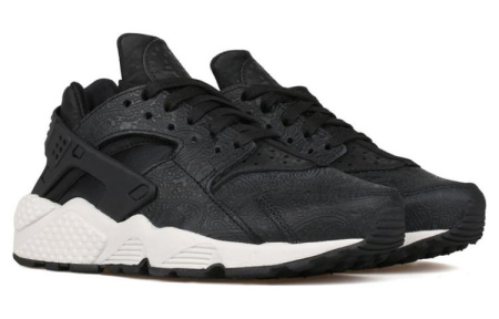 Nike Air Huarache Run Кожа Нескользящие Легкие Низкие Беговые Кроссовки Женские Черные