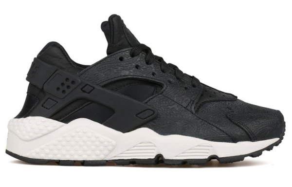 Nike Air Huarache Run Кожа Нескользящие Легкие Низкие Беговые Кроссовки Женские Черные