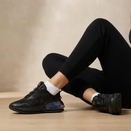 Nike Air Max Up Ткань Низкие Повседневные Беговые Кроссовки Женские Черные