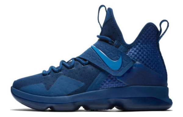 Nike Lebron 14 Agimat Anti-Slip Легкие Высокие Баскетбольные Кроссовки Мужские Темно-Синие