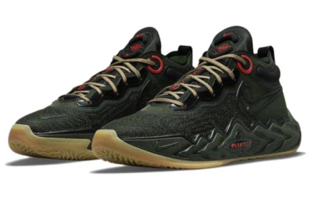 Nike Air Zoom g.T. RUN EP Удобный Круглый Палец MID Топ Баскетбольные кроссовки Мужские Армейский зеленый
