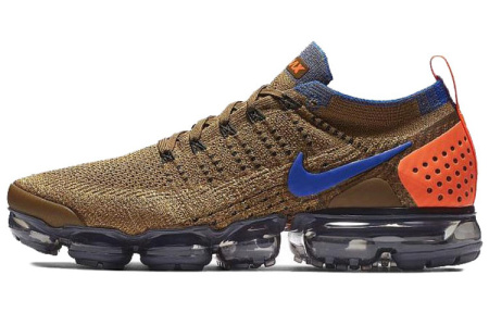 Nike VaporMax Flyknit 2 Low Топ Воздушная Подушка Повседневные Беговые Кроссовки Мужские Темно-Золотой Гоночный Синий