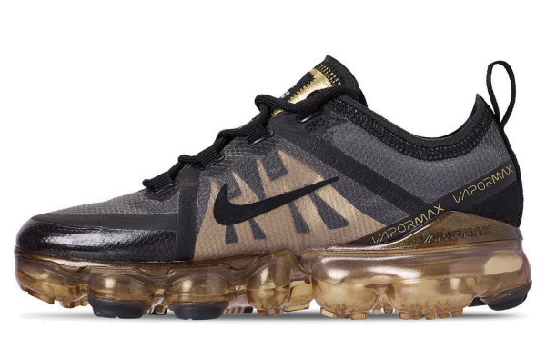 Nike VaporMax 2019 Комфортные Легкие Низкие Беговые Кроссовки Унисекс Черные Золотые