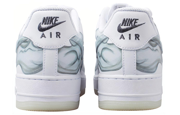 Nike Air Force 1 QS Череп AF1 Нескользящие Легкие Низкие Кроссовки для Скейтбординга Унисекс Белый Серый