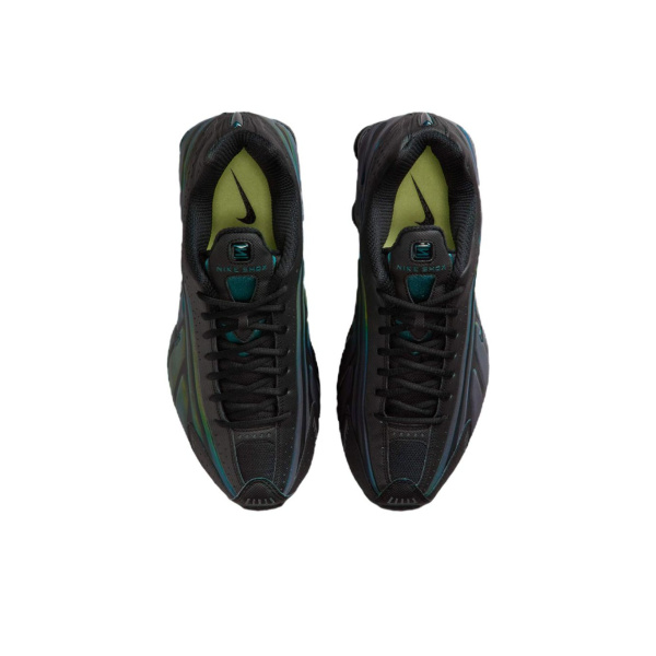 Nike Shox R4 Дышащие Беговые Кроссовки Мужские Черные Зеленые