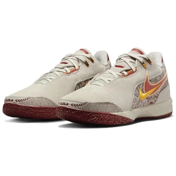 Nike LeBron NXXT Gen Противоскользящие Устойчивые к истиранию Низкие Баскетбольные кроссовки Унисекс Бежево-красные