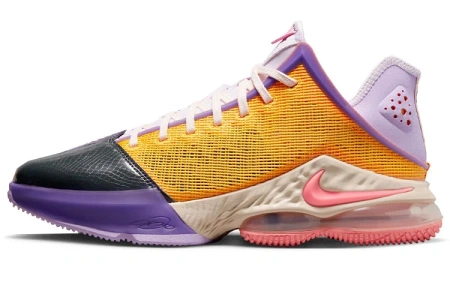 Nike Lebron 19 Low Топ Баскетбольные кроссовки Унисекс Желто-фиолетовый Азиатская версия