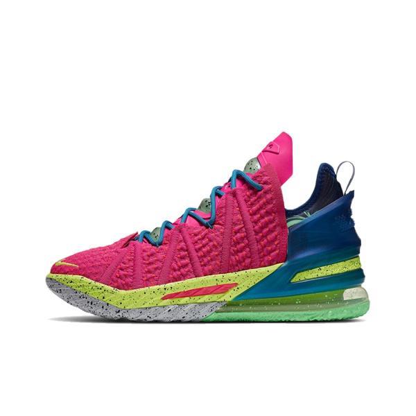 Nike Lebron 18 Low Топ Баскетбольные кроссовки для игры Мужские Розовые Желтые Синие