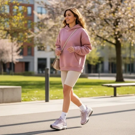 Nike Air Max 97 Vintage Дышащие Низкие Повседневные Беговые Кроссовки Женские Грязно-Розовые