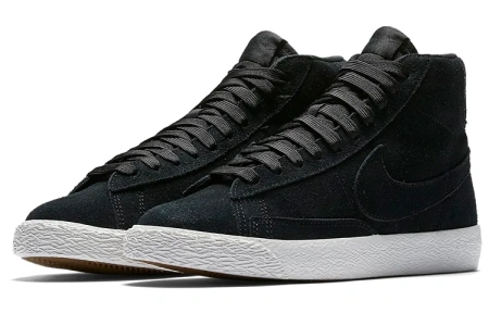 Nike Blazer Mid Топ Детский Скейтбординг Черный Замша Подростковый