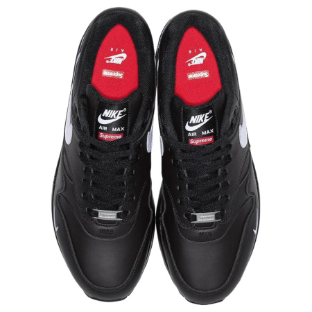 Supreme X Nike Air Max 1 Кожа Устойчивая к истиранию Низкий Топ Воздушная Подушка Повседневные Беговые Кроссовки Унисекс