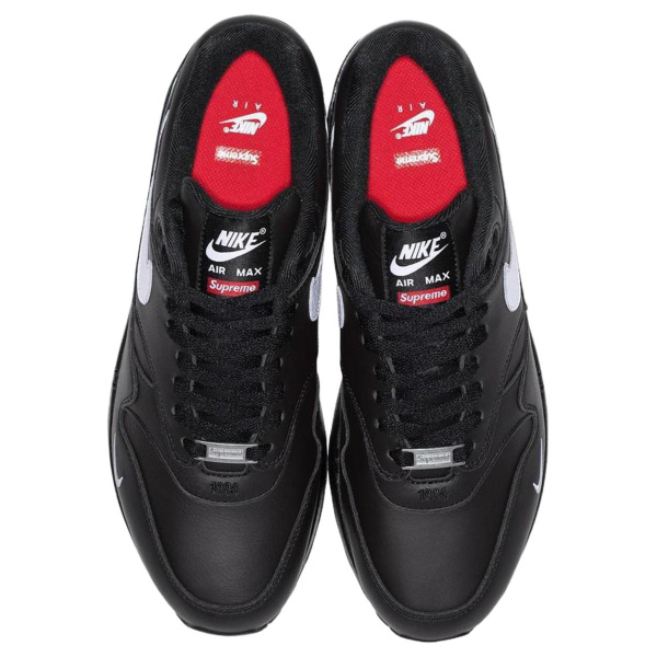 Supreme X Nike Air Max 1 Кожа Устойчивая к истиранию Низкий Топ Воздушная Подушка Повседневные Беговые Кроссовки Унисекс