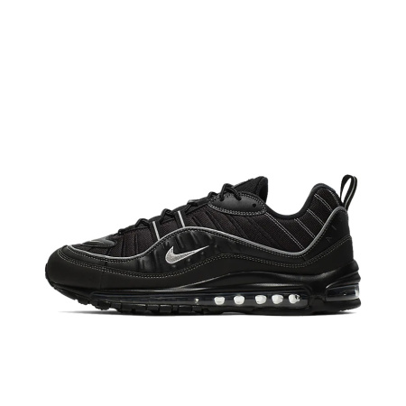Nike Air Max 98 Low Топ Амортизирующие Повседневные Беговые Кроссовки Мужские Черные Серебряные
