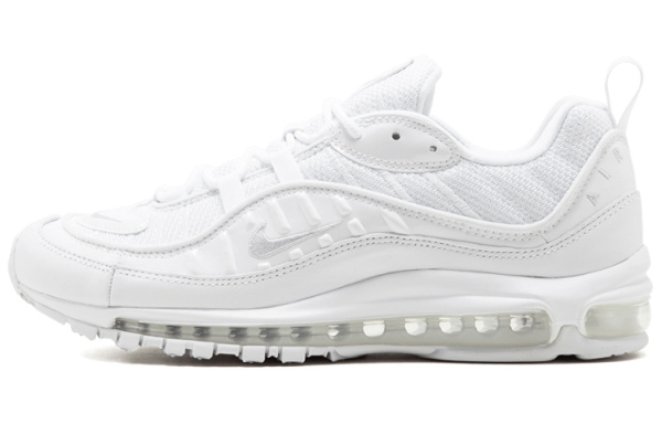 Nike Air Max 98 Кожа Низкие Кроссовки для Бега Мужские Чисто Белые