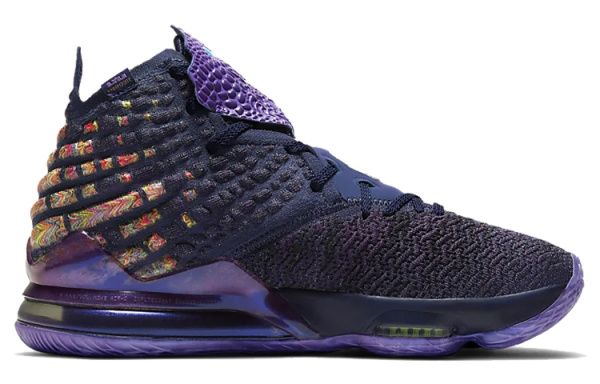 Nike Lebron 17 Амортизация Противоскользящие Высокие Баскетбольные Кроссовки Унисекс Фиолетовые