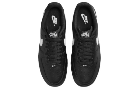 Nike Air Force 1 Кожа Устойчивая к истиранию Низкие Кроссовки для скейтбординга Унисекс Черный Белый