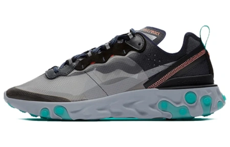 Nike React Element 87 Сетчатая ткань Текстиль Амортизация Баланс Низкий Топ Беговые кроссовки Унисекс Черный Зеленый