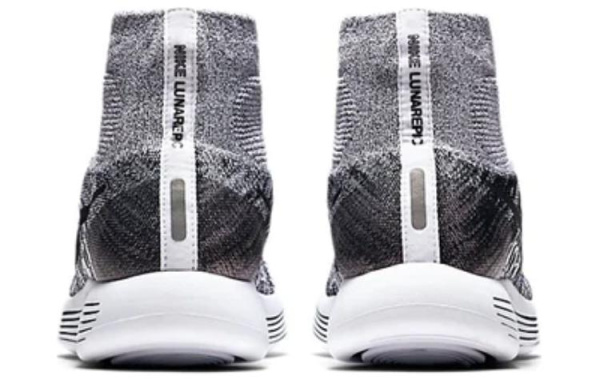 Nike LunarEpic Flyknit Slip-resistant Abrasion-resistant High-top Беговые кроссовки Мужские Серый Белый