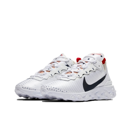 Nike React Element 55 Амортизация Противоскользящие Дышащие Низкие Повседневные Беговые Кроссовки Женские Белые Красные