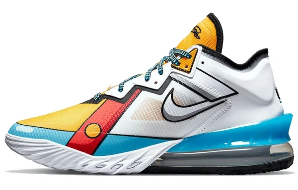 Nike Lebron 18 Low EP 'Мультяшный ART' Низкие баскетбольные кроссовки для игры Унисекс Белый Синий Желтый