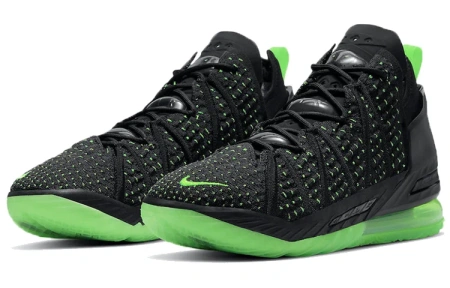 Nike Lebron 18 Low Топ Баскетбольные кроссовки для игры Мужской Черный Зеленый Белый Азиатская версия