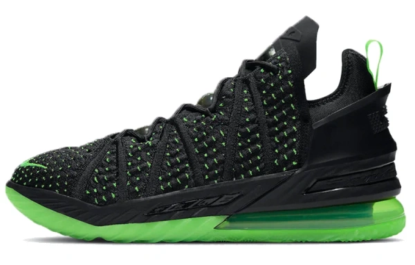 Nike Lebron 18 Low Топ Баскетбольные кроссовки для игры Мужской Черный Зеленый Белый Азиатская версия