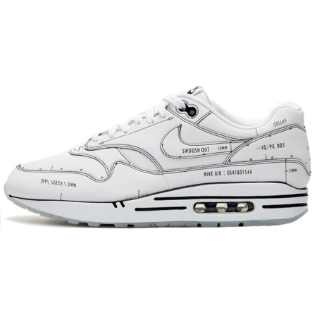 Nike Air Max 1 Кожа Низкие Кроссовки для Бега Унисекс Белые