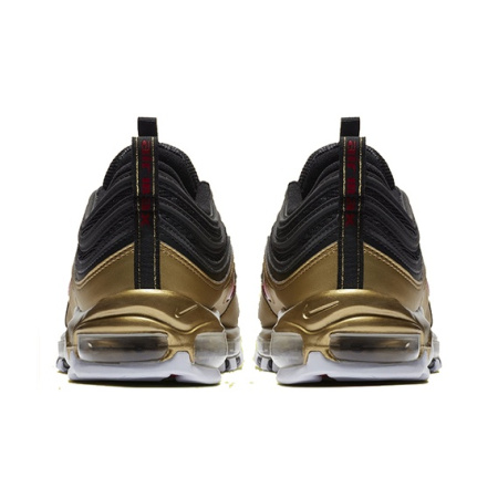 Nike Air Max 97 Винтаж Ткань Легкий Низкий Топ Марафон Беговые кроссовки Унисекс Черный Золото Bullet