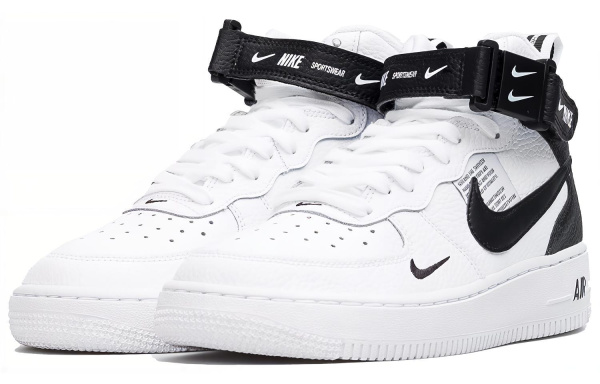 Nike Air Force 1 MID Топ Детские Скейтбординги Черный Белый Унисекс