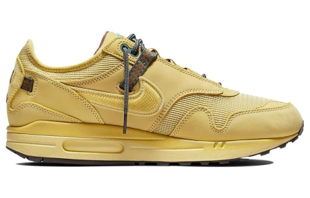 Travis Scott X Nike Air Max 1 Устойчивые к истиранию низкие повседневные беговые кроссовки унисекс Сатурн Золото