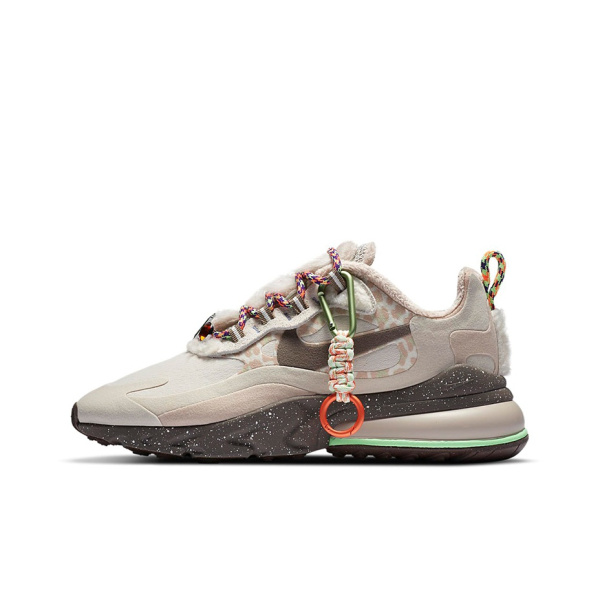 Nike Air Max 270 Текстиль Синтетическая кожа Амортизация Низкий топ Беговые кроссовки Женские Экрю Серый