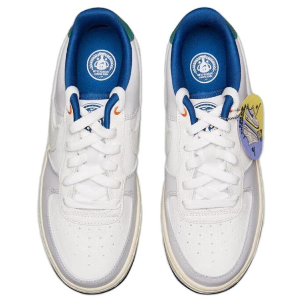Nike Air FORCE 1 LV8 Устойчивые к истиранию Дышащие Низкие Кеды для Детей для Скейтбординга Серый Белый