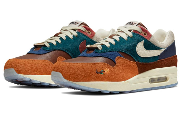 Kasina X Nike Air Max 1 Устойчивые к истиранию низкие повседневные беговые кроссовки унисекс коричневого цвета