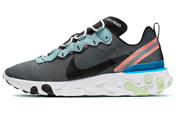 Nike React Element 55 Сетка Низкий Топ Повседневные Беговые Кроссовки Мужские Синие Серые