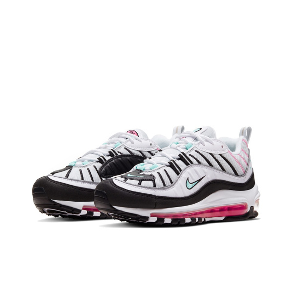 Nike Air Max 98 Сетка Low Топ Повседневные беговые кроссовки Женские Белый Розовый