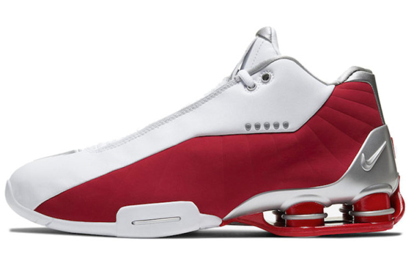 Nike Shox BB4 Series Varsity Красный Нескользящий Легкий MID Топ Баскетбольные кроссовки для игры Мужской Красно-белый